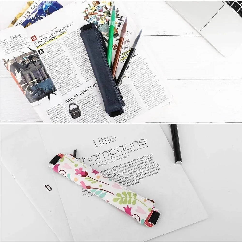 MoKo Pencil Case (2 Pack) PU Leather Pen Pencil Pouch Holder Stationery Zipper
